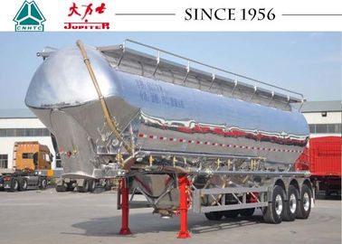 Light Aluminum Flour Bulk Cement Tanker Trailer W Type With Airbag Suspension
